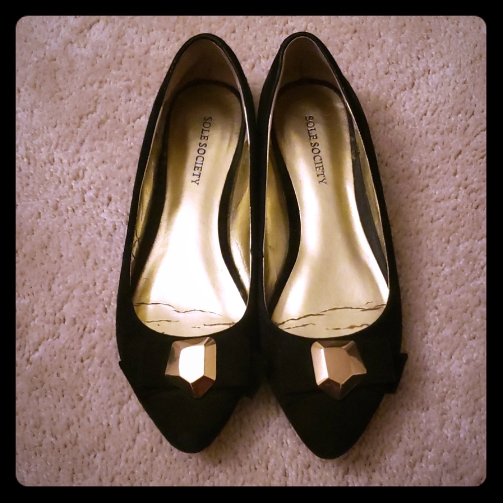 Black suede flats